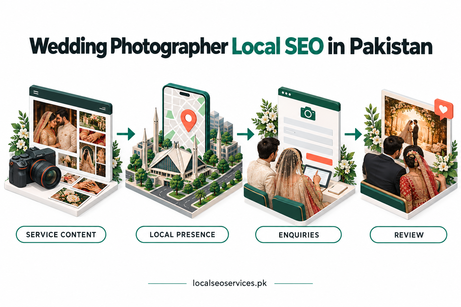 Wedding Photographer Local SEO in Pakistan: business services, profile, local visibility and enquiries.